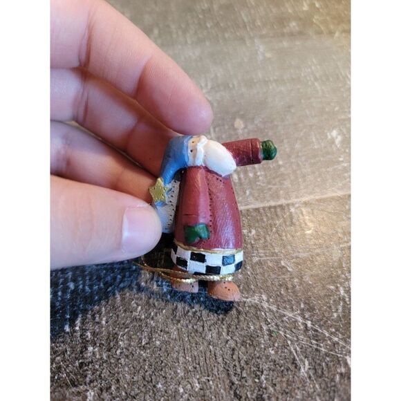 Mini Santa Claus gift bag checkered ornament Xmas decor - Picture 1 of 3